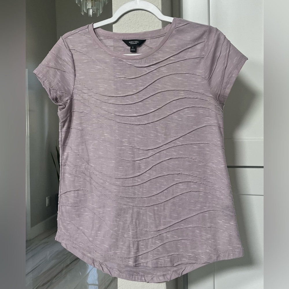 Simply Vera Wang Women's Lavender Textured Top Blouse Size S